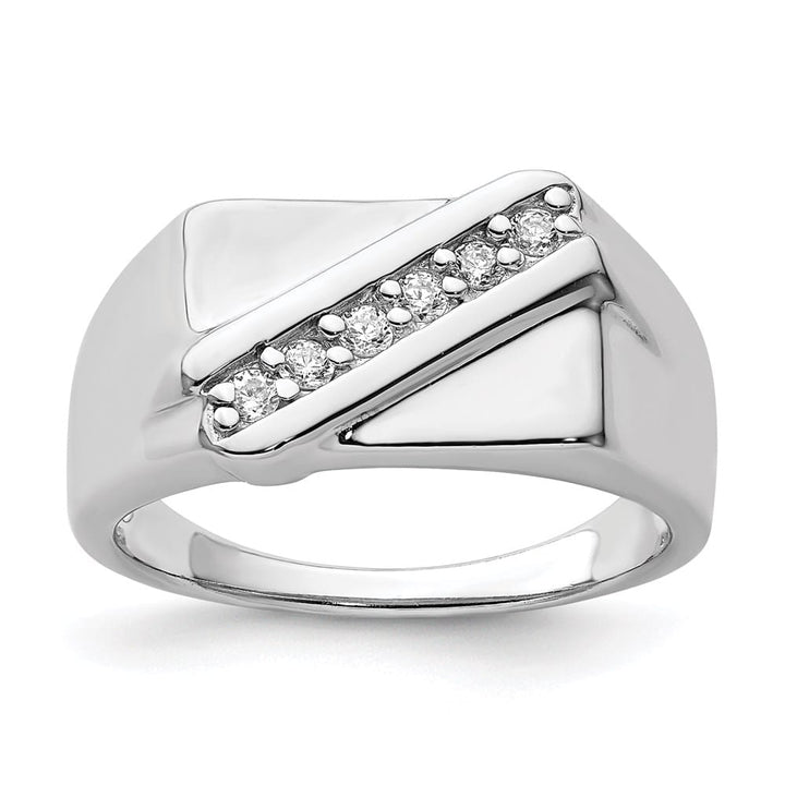 Sterling Silver Fancy CZ Men's Ring
