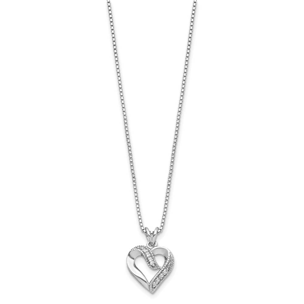 Sterling Silver Fancy CZ Open Heart 16 Inch Necklace