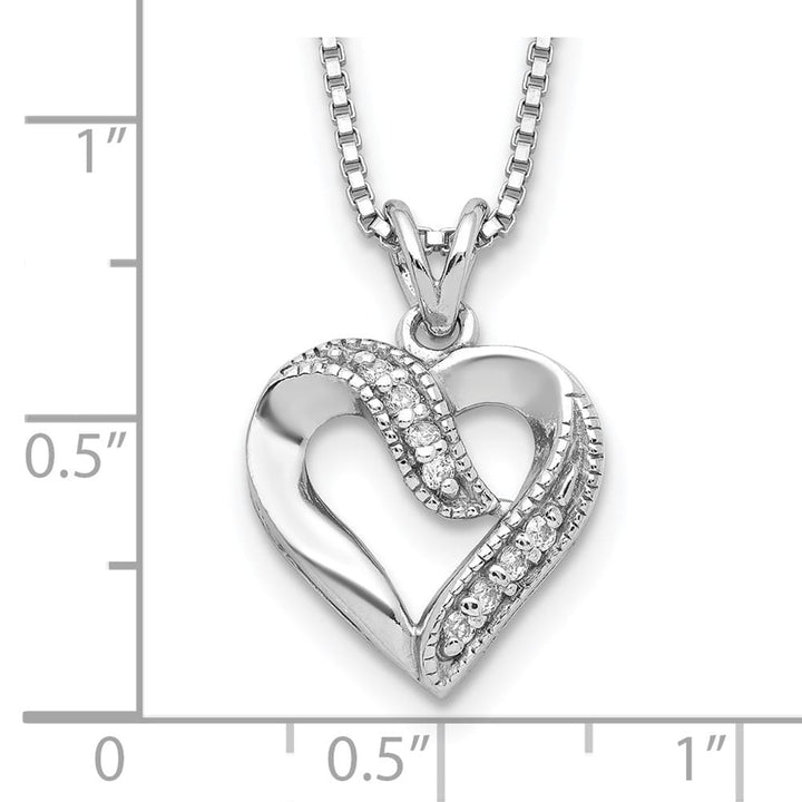 Sterling Silver Fancy CZ Open Heart 16 Inch Necklace