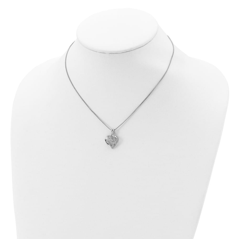 Sterling Silver Fancy CZ Open Heart 16 Inch Necklace
