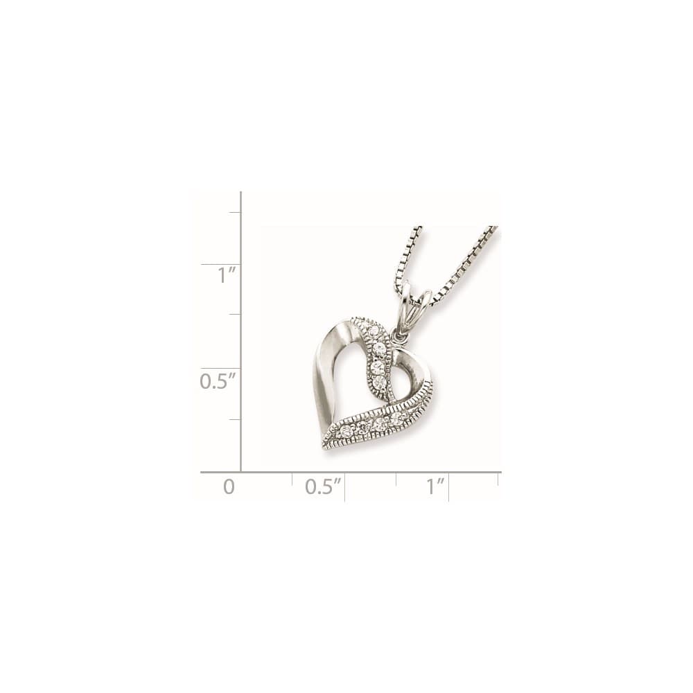 Sterling Silver Fancy CZ Open Heart 16 Inch Necklace