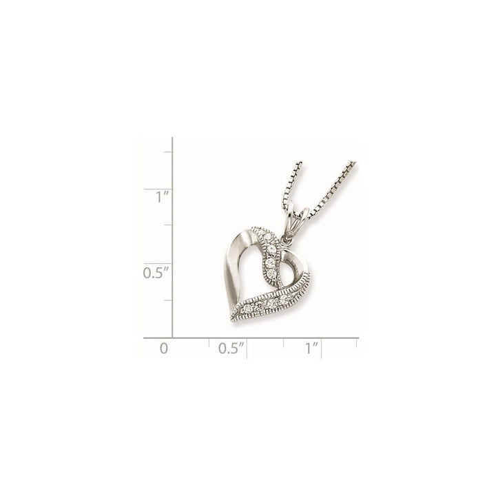 Sterling Silver Fancy CZ Open Heart 16 Inch Necklace
