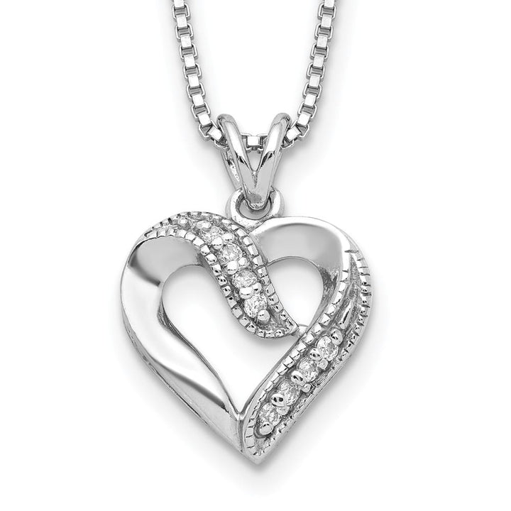 Sterling Silver Fancy CZ Open Heart 16 Inch Necklace