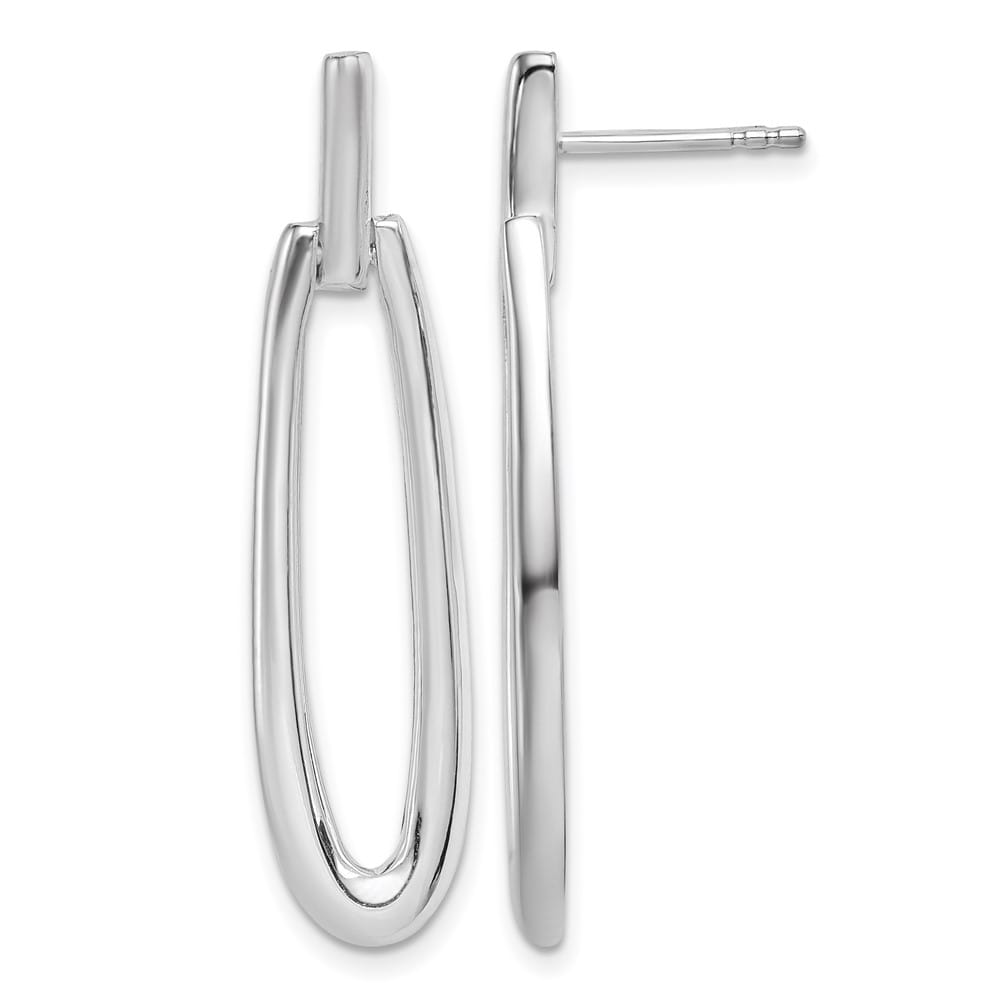 Sterling Silver Fancy Elongated Oval Post Dangle Earrings, view 1 of 4