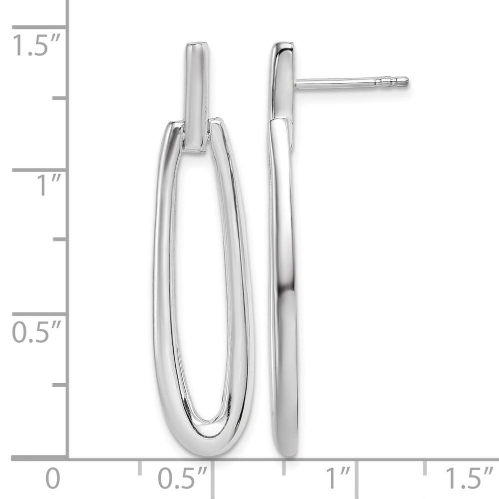 Sterling Silver Fancy Elongated Oval Post Dangle Earrings, view 4 of 4