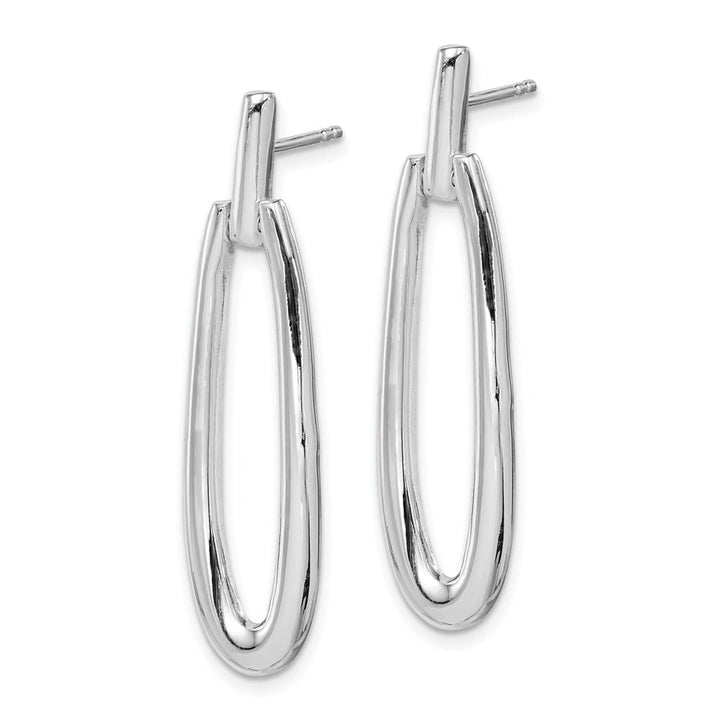 Sterling Silver Fancy Elongated Oval Post Dangle Earrings, view 2 of 4