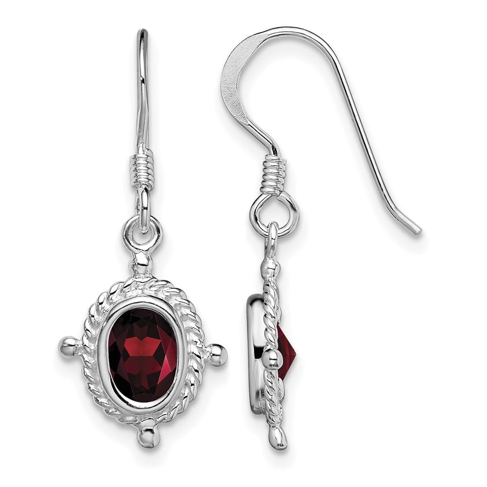 Sterling Silver Fancy Garnet 17.1 x 12.5 mm Earrings, view 1 of 4