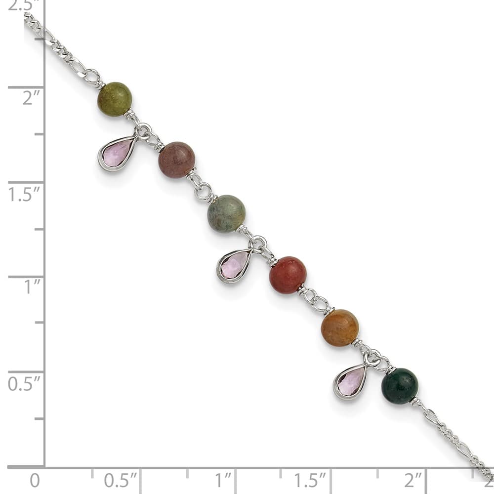 Sterling Silver Fancy Jasper Anklet