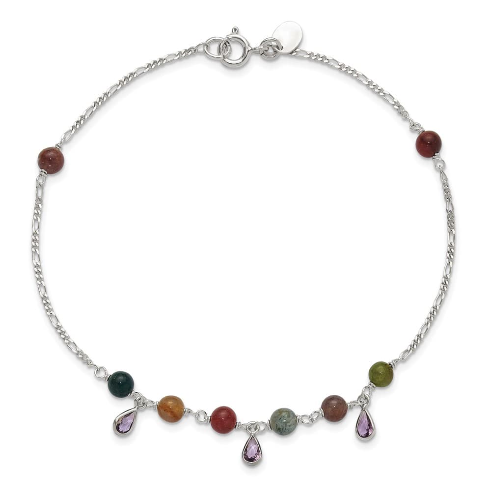 Sterling Silver Fancy Jasper Anklet