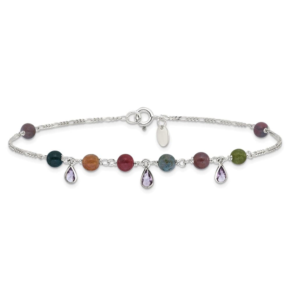 Sterling Silver Fancy Jasper Anklet