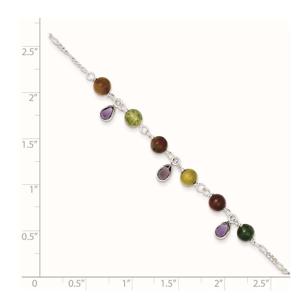 Sterling Silver Fancy Jasper Anklet