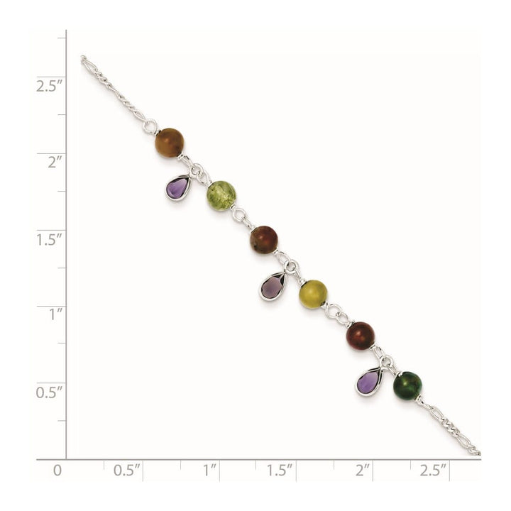 Sterling Silver Fancy Jasper Anklet
