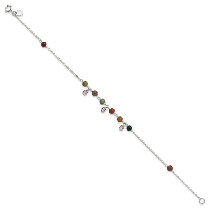 Sterling Silver Fancy Jasper Anklet