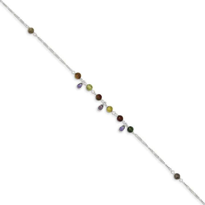 Sterling Silver Fancy Jasper Anklet