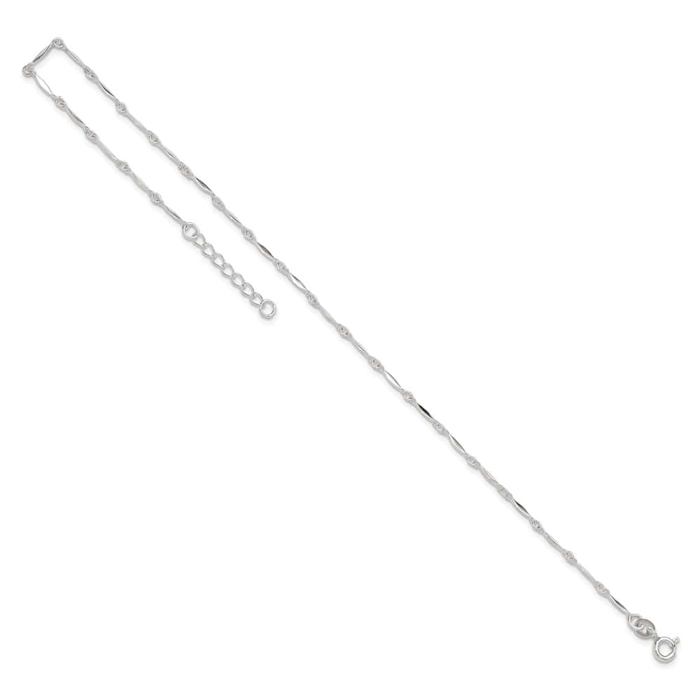 Sterling Silver Fancy Link Anklet