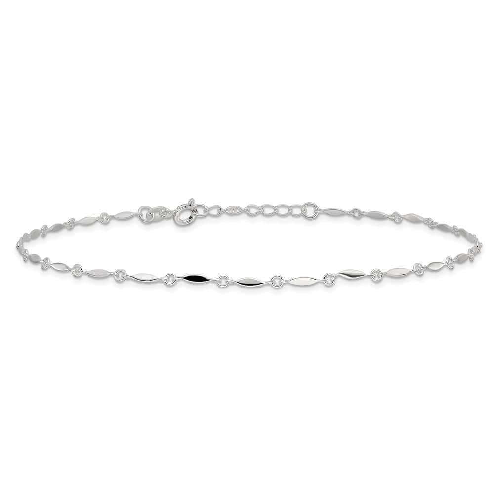 Sterling Silver Fancy Link Anklet