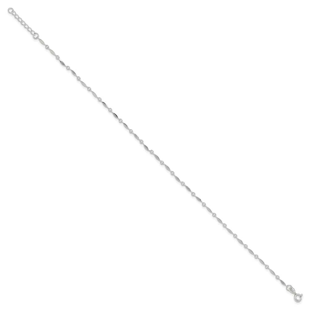 Sterling Silver Fancy Link Anklet