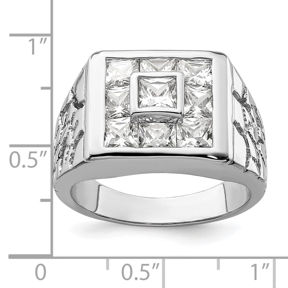 Sterling Silver Fashion CZ Men's Ring
