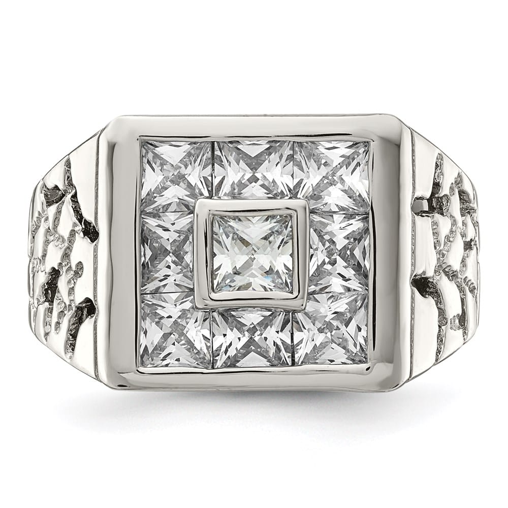 Sterling Silver Fashion CZ Men's Ring