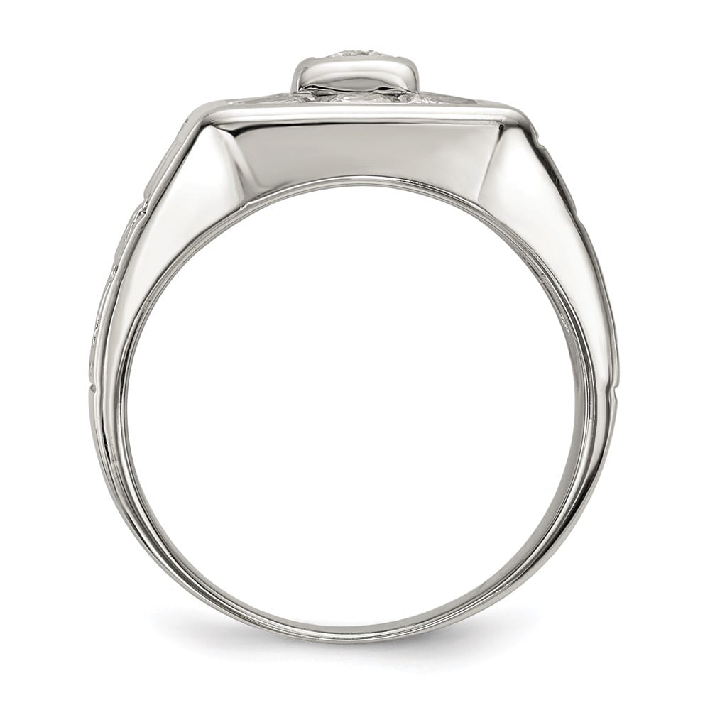 Sterling Silver Fashion CZ Men's Ring