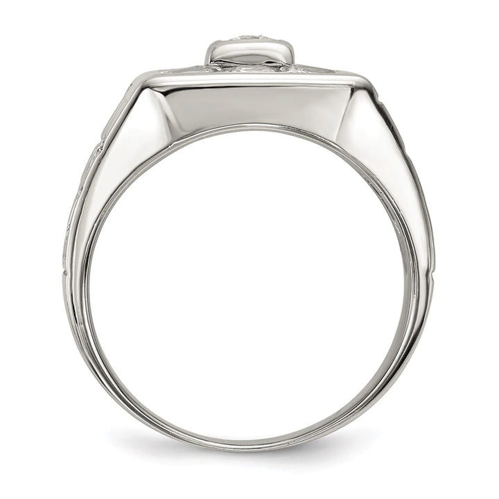 Sterling Silver Fashion CZ Men's Ring