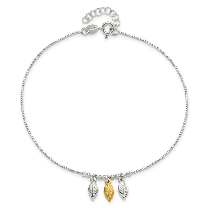 Sterling Silver Feathers on Box Link Anklet