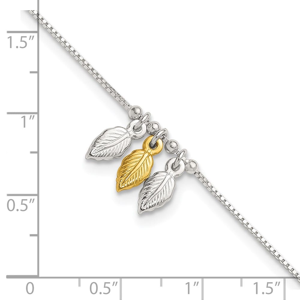 Sterling Silver Feathers on Box Link Anklet