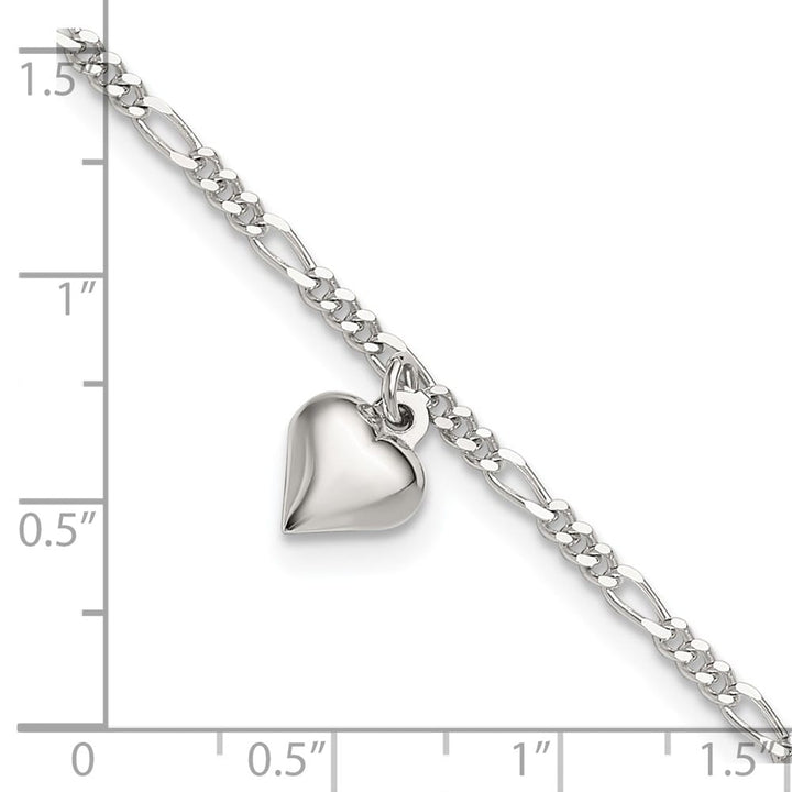 Sterling Silver Figaro with Heart Charm Anklet