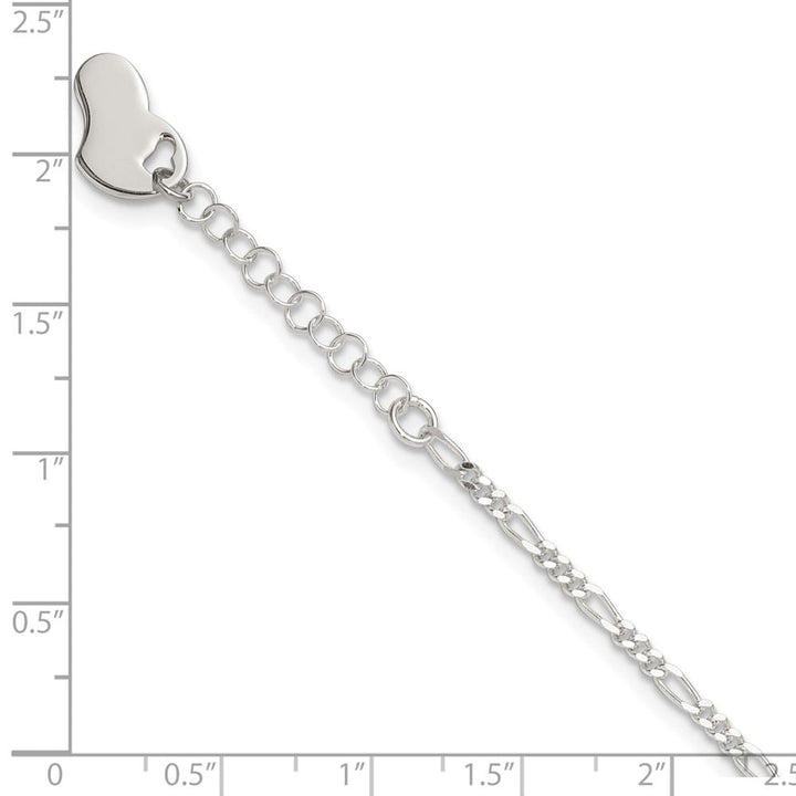 Sterling Silver Figaro with Heart Dangle Anklet