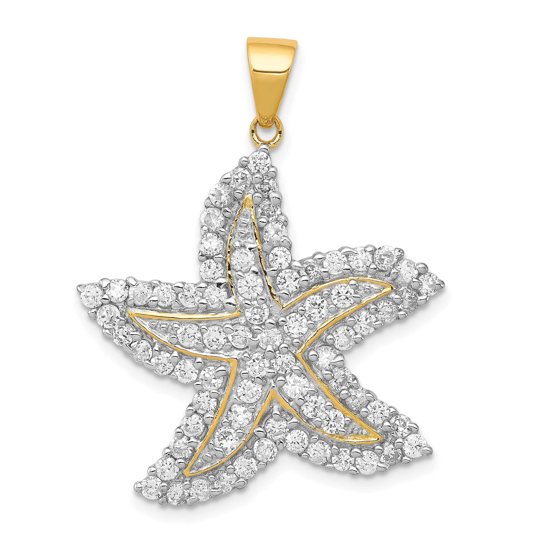 Sterling Silver Flash and CZ Starfish Pendant