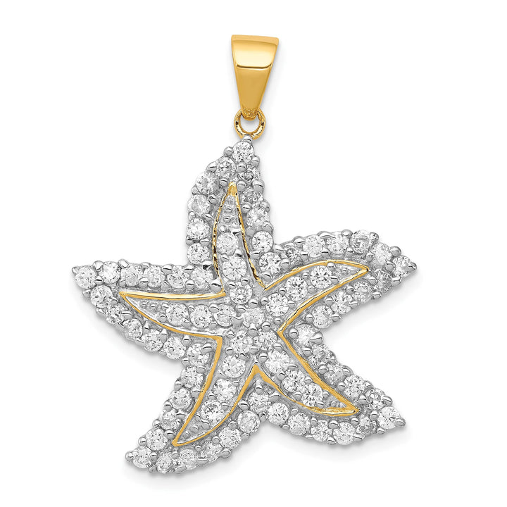 Sterling Silver Flash and CZ Starfish Pendant