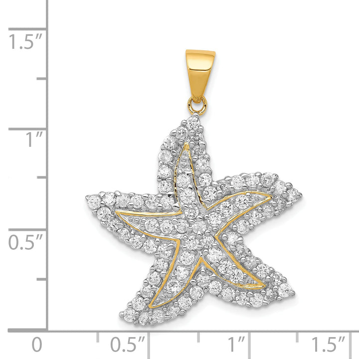 Sterling Silver Flash and CZ Starfish Pendant