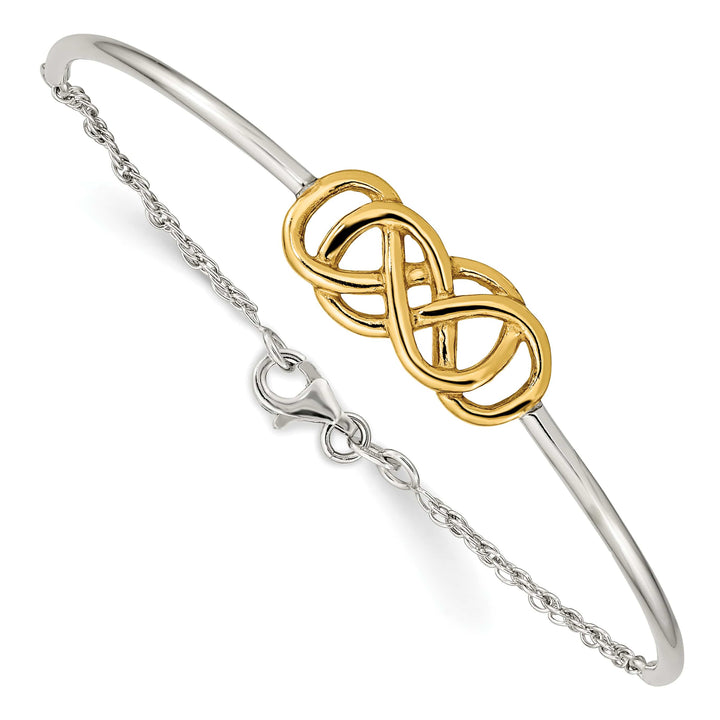 Sterling Silver Flash Gold-plated Double Infinity Symbol Half-Bangle