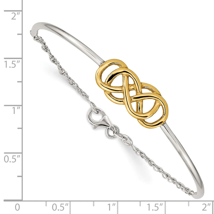 Sterling Silver Flash Gold-plated Double Infinity Symbol Half-Bangle