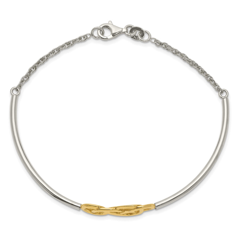Sterling Silver Flash Gold-plated Double Infinity Symbol Half-Bangle