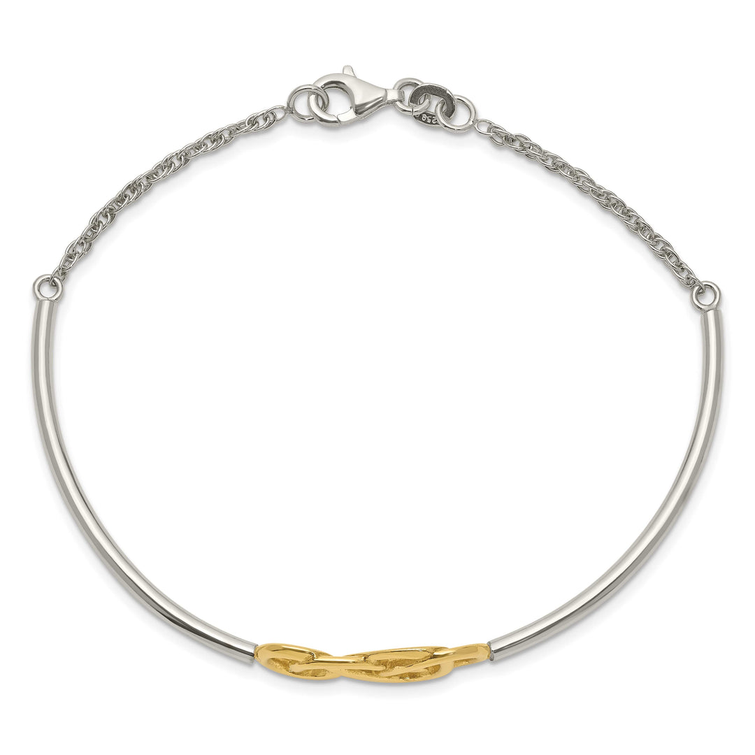 Sterling Silver Flash Gold-plated Double Infinity Symbol Half-Bangle
