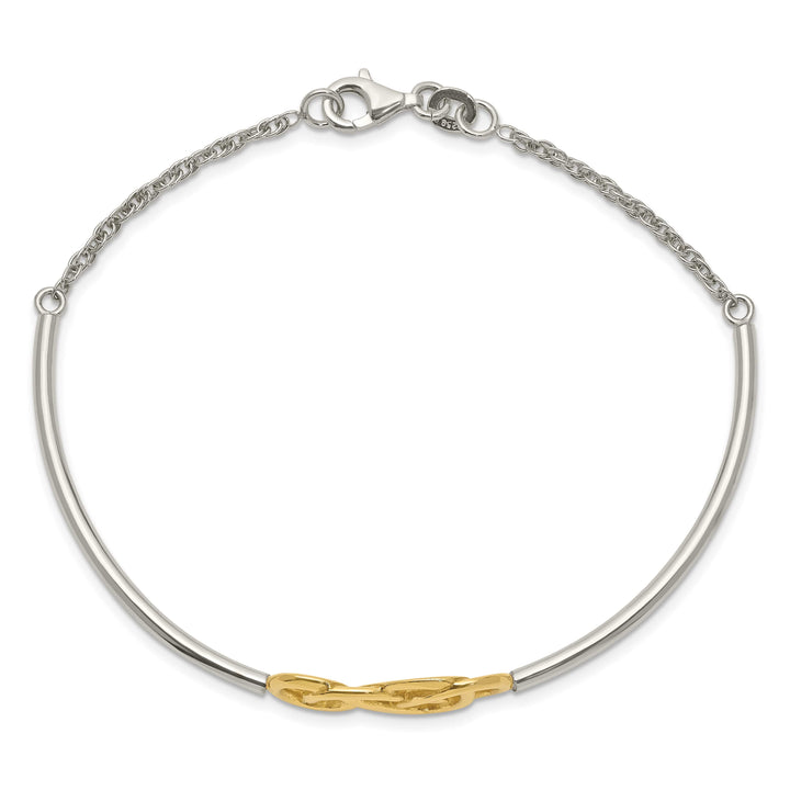 Sterling Silver Flash Gold-plated Double Infinity Symbol Half-Bangle