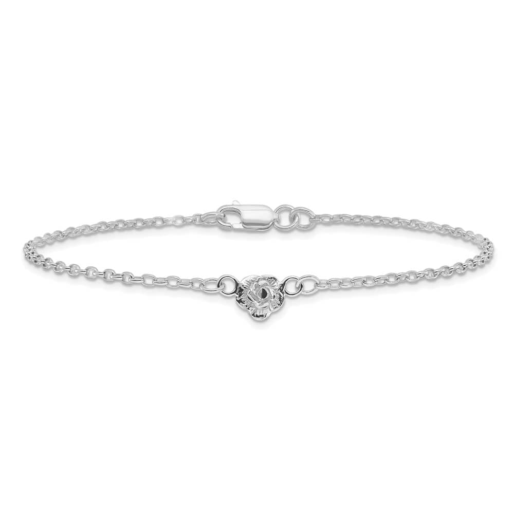 Sterling Silver Flower Charm Anklet