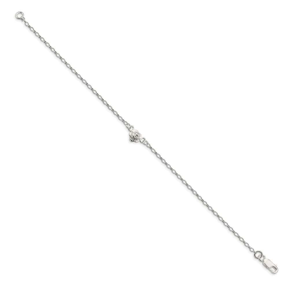 Sterling Silver Flower Charm Anklet