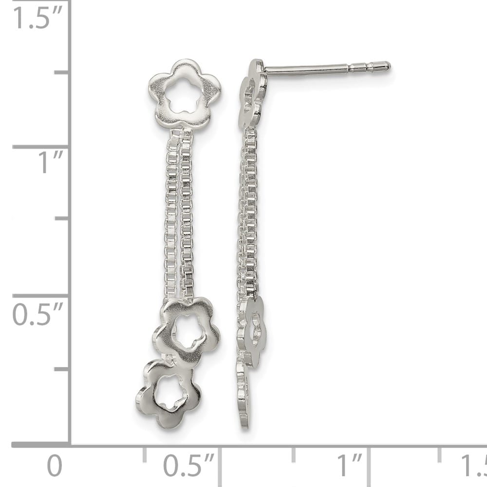 Sterling Silver Flower Dangle Earrings, view 4 of 4
