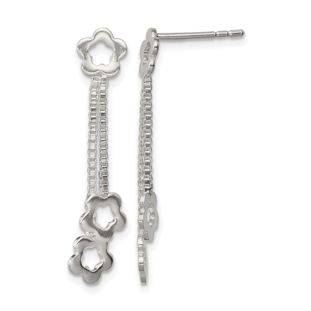 Sterling Silver Flower Dangle Earrings, view 1 of 4