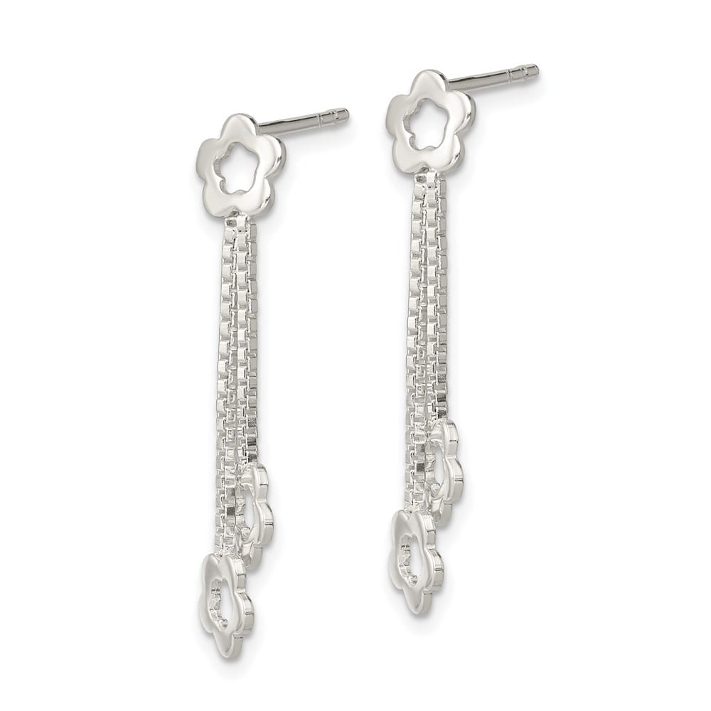 Sterling Silver Flower Dangle Earrings, view 2 of 4