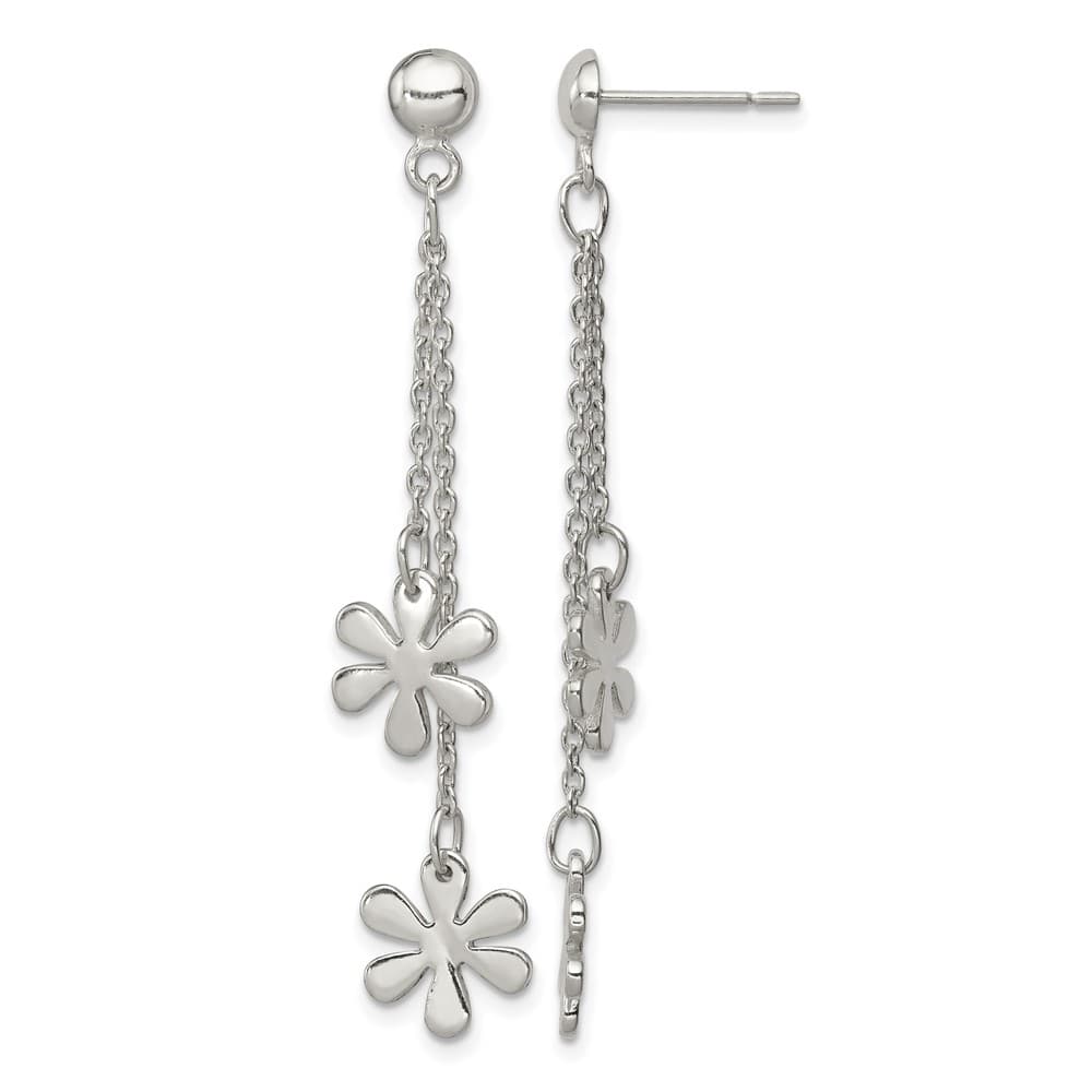 Sterling Silver Flower Dangle Post Earrings, view 1 of 4