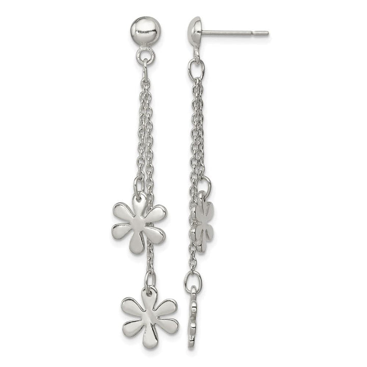Sterling Silver Flower Dangle Post Earrings, view 1 of 4