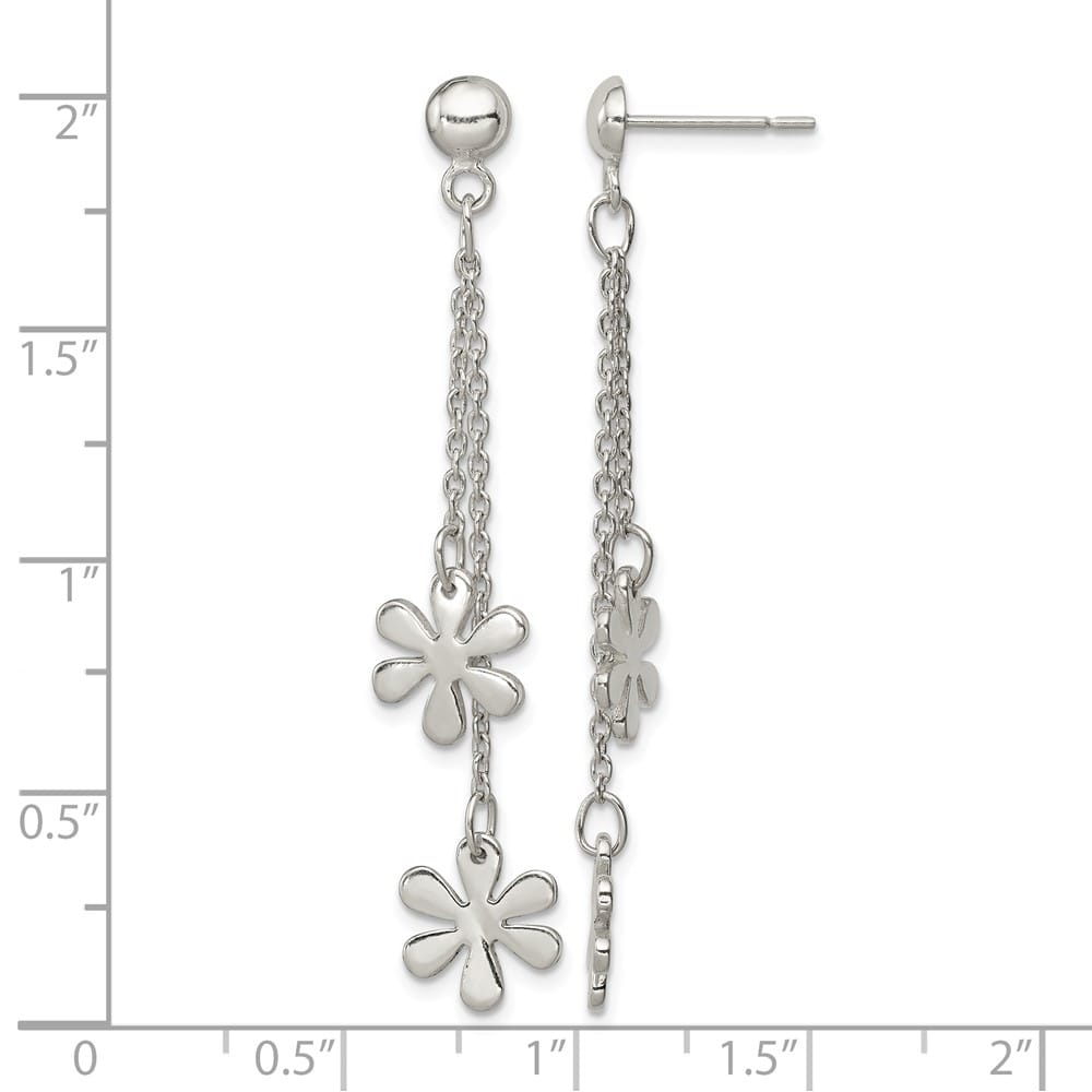 Sterling Silver Flower Dangle Post Earrings, view 4 of 4
