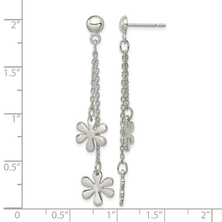 Sterling Silver Flower Dangle Post Earrings, view 4 of 4