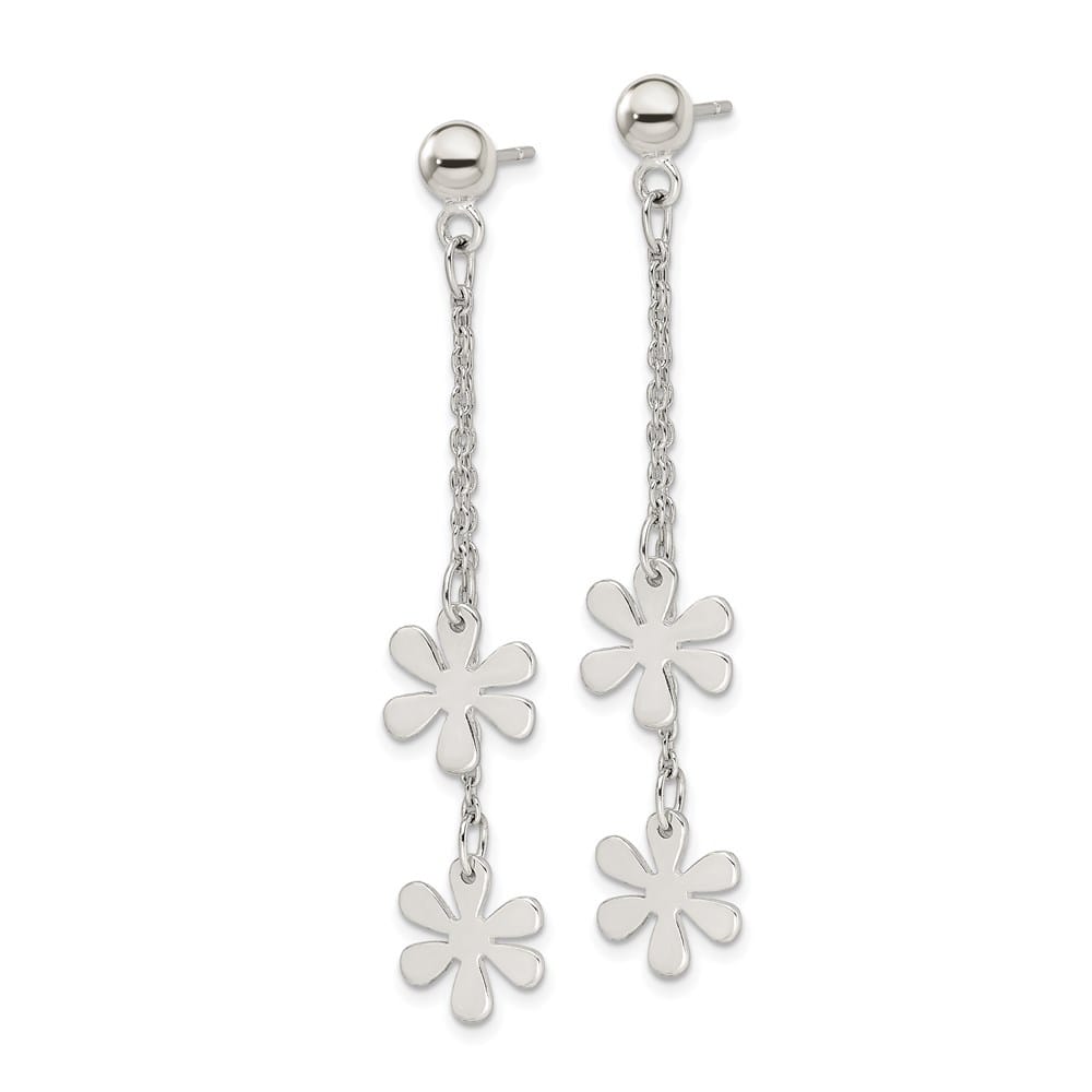 Sterling Silver Flower Dangle Post Earrings, view 2 of 4