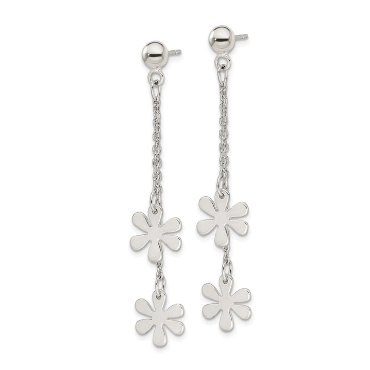 Sterling Silver Flower Dangle Post Earrings, view 2 of 4