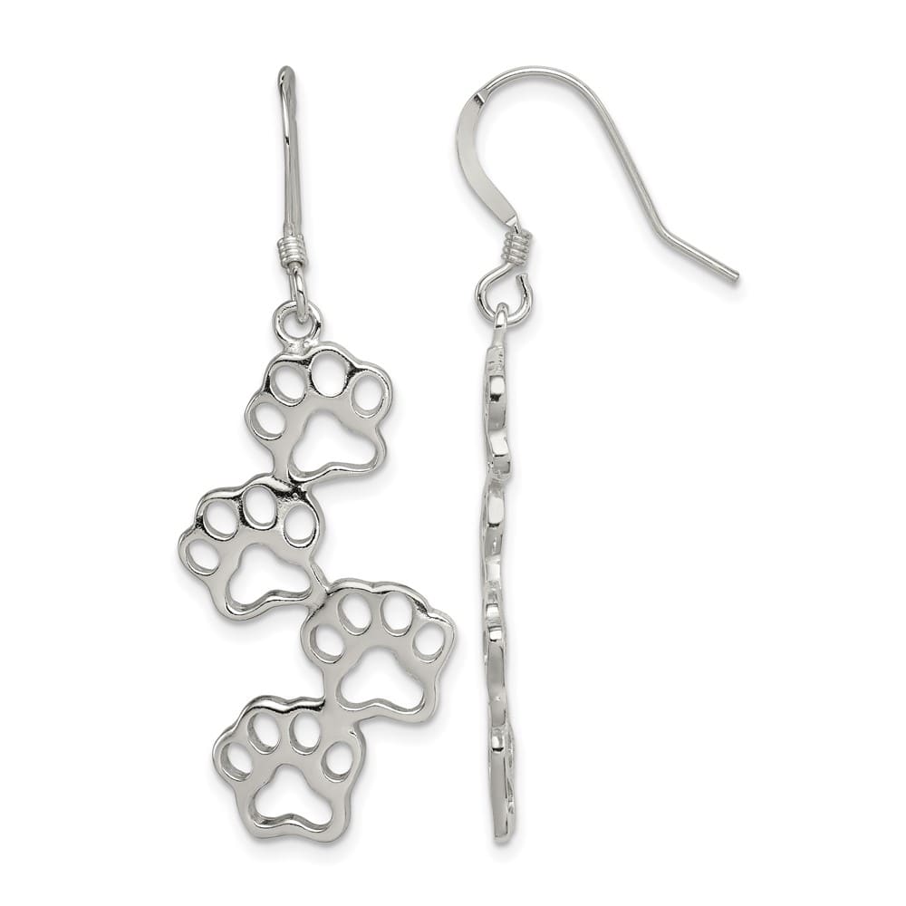 Sterling Silver Four Paw Prints Earrings, view 1 of 4