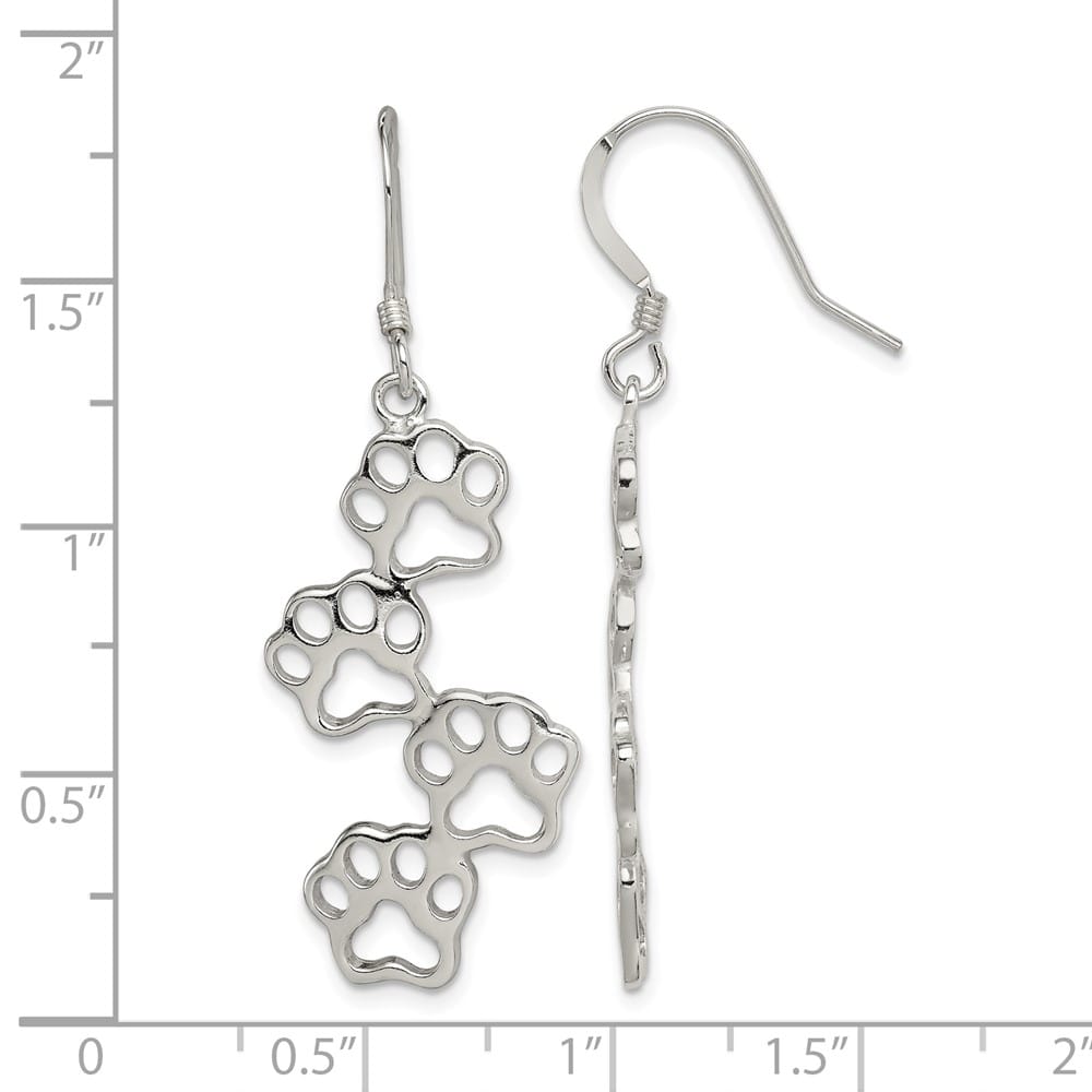 Sterling Silver Four Paw Prints Earrings, view 4 of 4
